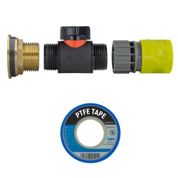 Water butt brass kit 1 inch with in-line valve + female quick – rainwater harvesting kit uk with lime connector brass wall flange kits free shipping 9