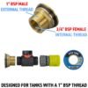 Water butt brass kit 1 inch with in-line valve + female quick – rainwater harvesting kit uk with lime connector brass wall flange kits free shipping 27