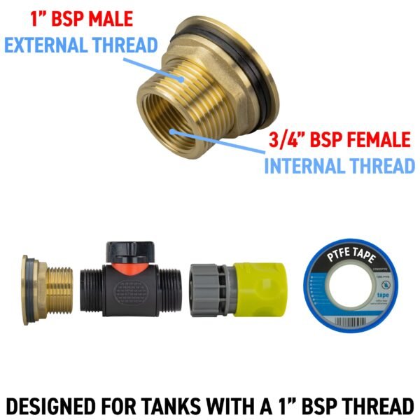 Water butt brass kit 1 inch with in-line valve + female quick – rainwater harvesting kit uk with lime connector brass wall flange kits free shipping 7