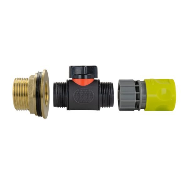 Water butt brass kit 1 inch with in-line valve + female quick – rainwater harvesting kit uk with lime connector brass wall flange kits free shipping 13