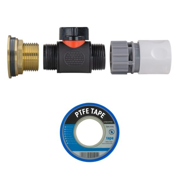 Water butt brass kit 1 inch with in-line valve and female quick connector in white – rainwater harvesting kit uk brass wall flange kits free shipping 21