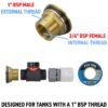 Water butt brass kit 1 inch with in-line valve and female quick connector in white – rainwater harvesting kit uk brass wall flange kits free shipping 27