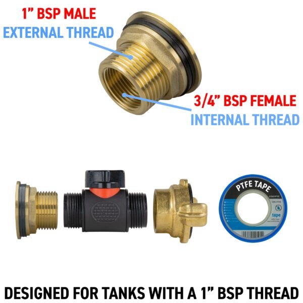Water butt brass kit 1″ with in-line valve + geka – rainwater harvesting kit uk brass wall flange kits free shipping 9