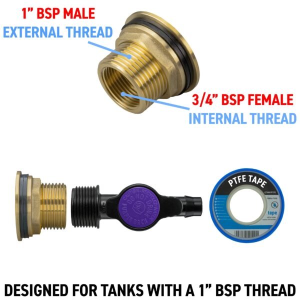 Water butt brass kit 1″ with 13mm barb irrigation valve – rainwater harvesting kit uk water butt kits free shipping 7