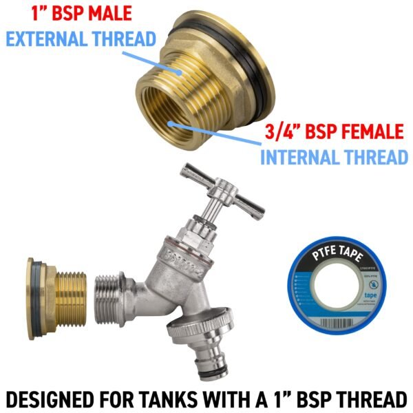 Water butt brass kit 1 inch with nickel plated quick connect tap and drill bit – rainwater harvesting kit uk water butt kits free shipping 9