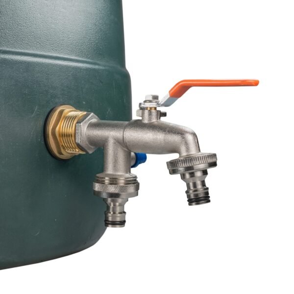 Water Butt Brass Kit 1" with Double Quick Connect Tap and