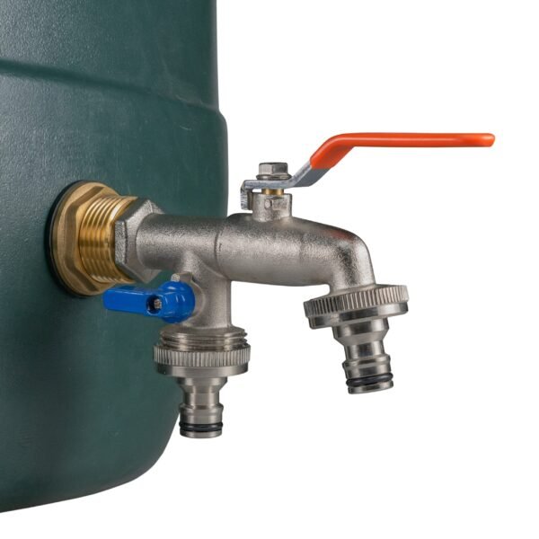 Water Butt Brass Kit 1" with Double Quick Connect Tap and