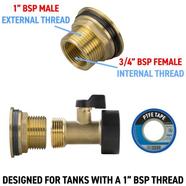 Water butt brass kit 1″ with brass valve and drill bit new arrivals free shipping 11
