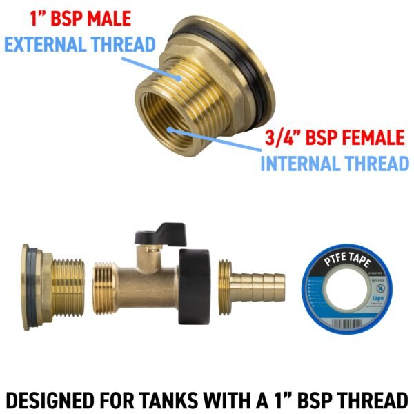 Water butt brass kit 1 inch with brass valve + 13mm barb and – rainwater harvesting kit uk water butt kits free shipping 9