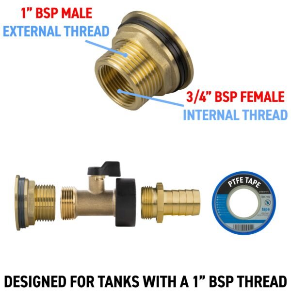Water butt brass kit 1 inch with brass valve and 19mm barb – rainwater harvesting kit uk brass wall flange kits free shipping 7