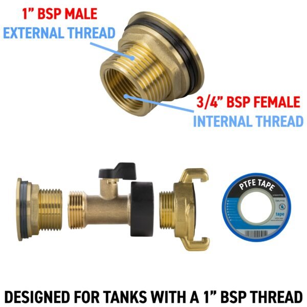 Water butt brass kit 1″ with brass valve + geka and drill – rainwater harvesting kit uk new arrivals free shipping 11