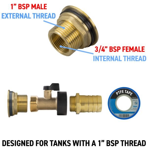 Water butt brass kit 1 inch with brass valve + 25mm barb and – rainwater harvesting kit uk water butt kits free shipping 9