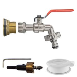 Water Butt Brass Kit 1" with Quick Connect Lever Tap and
