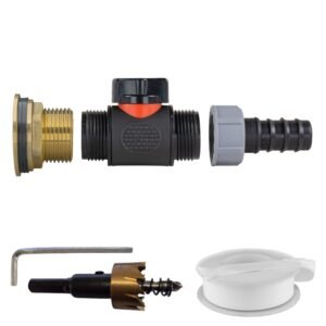 Water Butt Brass Kit 1" with In-Line Valve + 20mm Barb and