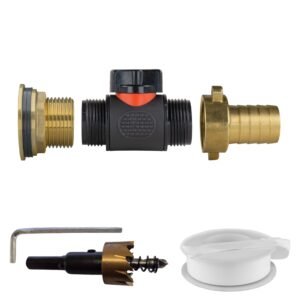 Water Butt Brass Kit 1" with In-Line Valve + 3/4" Brass Barb