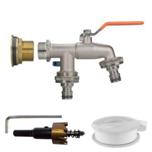 Water Butt Brass Kit 1" with Double Quick Connect Tap and
