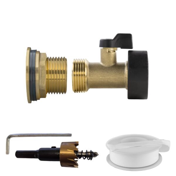 Water butt brass kit 1″ with brass valve and drill bit new arrivals free shipping 5