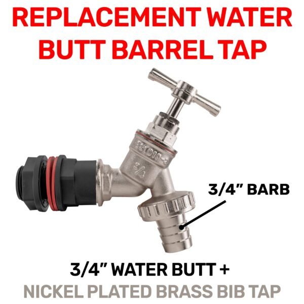 Water butt kit 3/4 inch with nickel plated barbed tap and drill – rainwater harvesting kit uk water butt kits free shipping 11