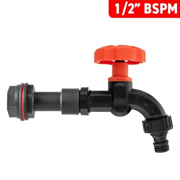 Water Butt Extension Kit 1/2" with Black Dial Tap and Drill