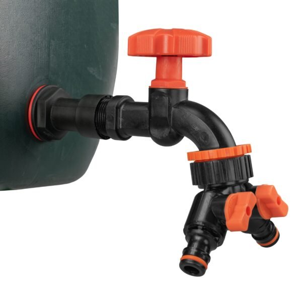 Water butt extension kit 1/2 inch with black dial tap + two-way – rainwater harvesting kit uk water butt kits free shipping 9
