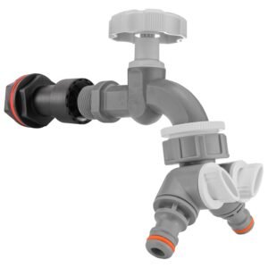 Water Butt Extension Kit 1/2" with Grey Dial Tap + Two-Way