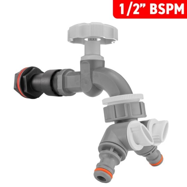 Water Butt Extension Kit 1/2″ with Grey Dial Tap + Two-Way Water Butt Kits Free Shipping 23
