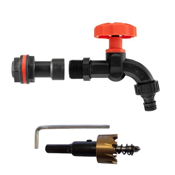 Water butt extension kit 3/4″ with black dial tap and drill new arrivals free shipping 5