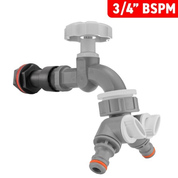 Water butt extension kit 3/4″ with grey dial tap + two-way – rainwater harvesting kit uk new arrivals free shipping 23