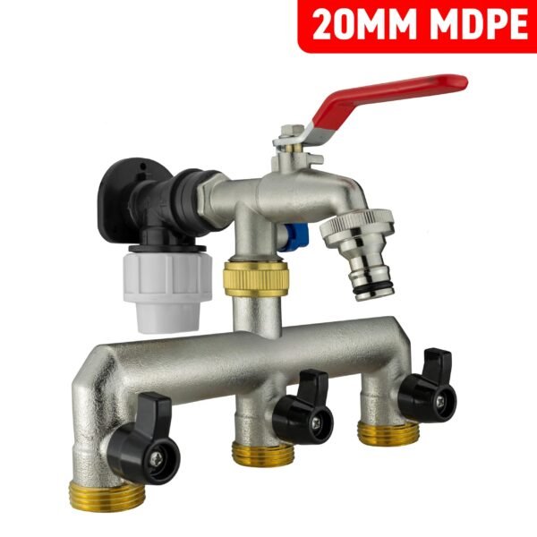 Wall flange kit 20mm mdpe + triple outlet metal splitter tap – mdpe pipe wall flange kit uk mdpe wall flange kits free shipping 25