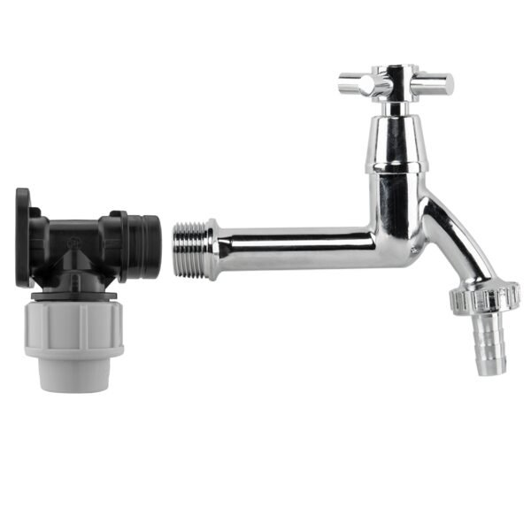 Wall Flange Kit 20mm MDPE - Extended Brass Chrome Tap 1/2"