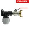 Wall Flange Kit 25mm MDPE + Lever Valve + ¾” BSP Geka