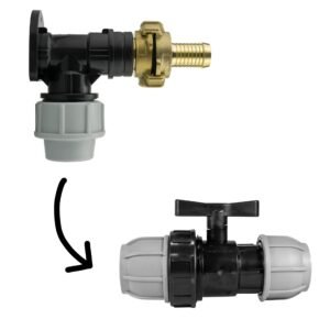 Wall Flange Kit 25mm MDPE + 25mm MDPE Valve + 19mm Barbed