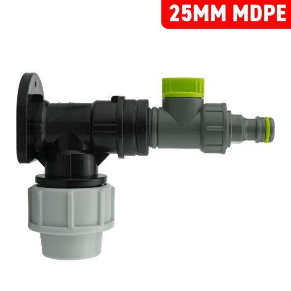 Wall flange kit 25mm mdpe + quick connector valve