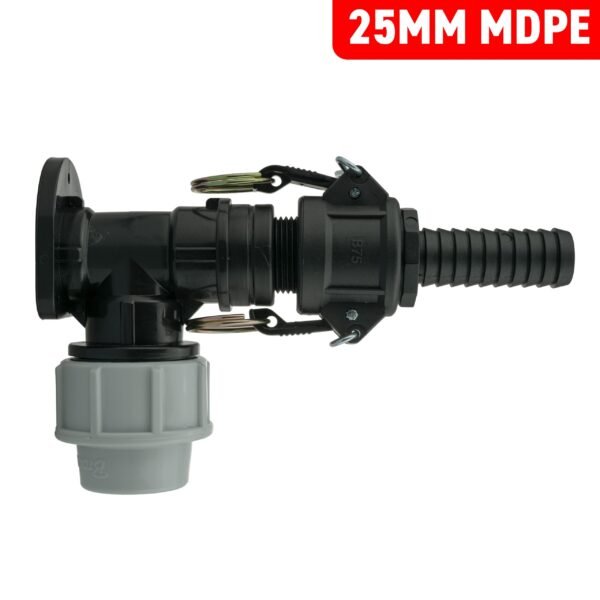 Wall Flange Kit 25mm MDPE + 3/4" Camlock Type B+E