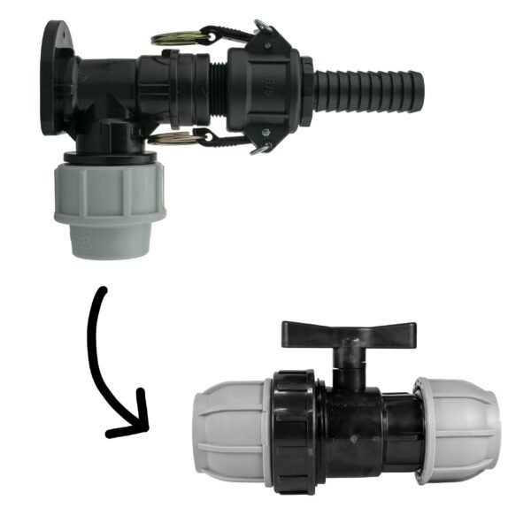 Wall Flange Kit 25mm MDPE + 25mm MDPE Valve + 3/4" Camlock