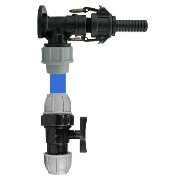 Wall Flange Kit 25mm MDPE + 25mm MDPE Valve + 3/4" Camlock