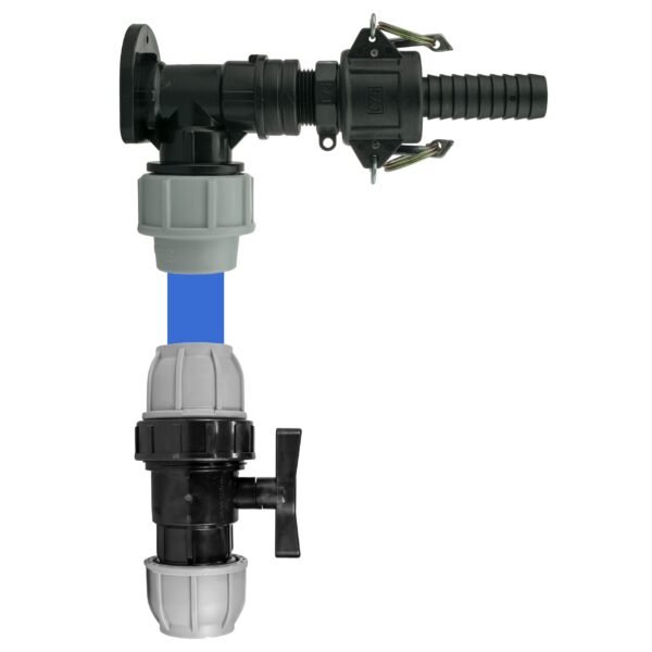 Wall Flange Kit 25mm MDPE + 25mm MDPE Valve + 3/4" Camlock
