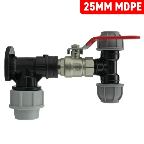 Wall flange kit 25mm mdpe + lever valve + 20mm mdpe tee – mdpe pipe wall flange kit uk mdpe wall flange kits free shipping 7