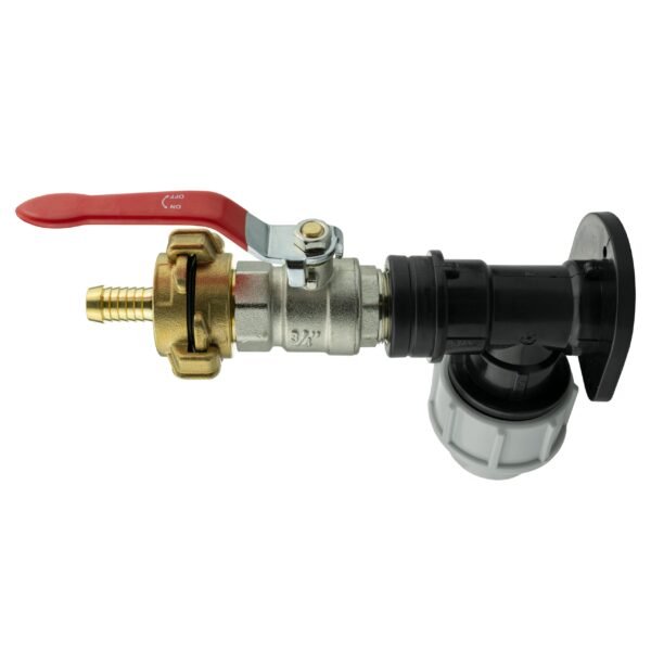 Wall Flange Kit 25mm MDPE + Lever Valve + 13mm Barbed Geka