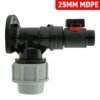 Wall flange kit 25mm mdpe + in-line valve