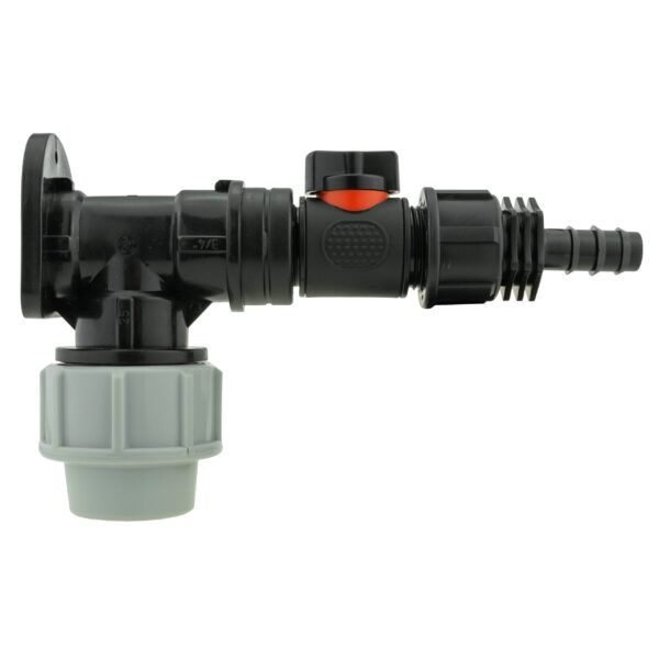 Wall flange kit 25mm mdpe + in-line valve + 1/2 inch barb – mdpe pipe wall flange kit uk