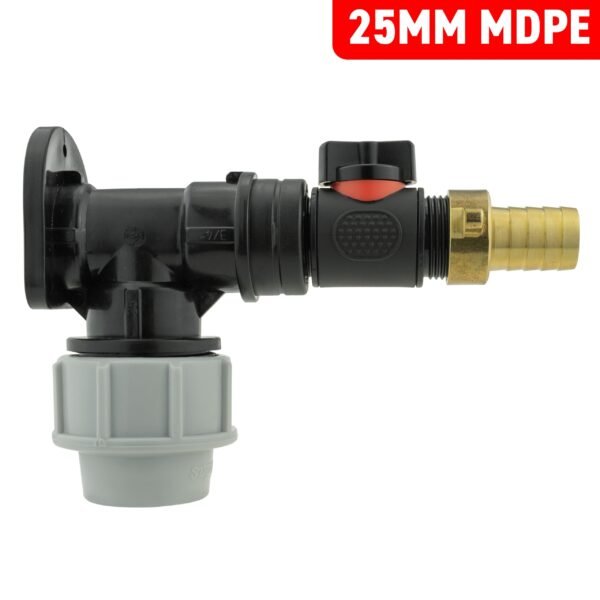 Wall flange kit 25mm mdpe + in-line valve + 19mm brass barb mdpe wall flange kits free shipping 7