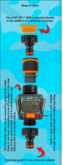 Water Flow Meter Black/Orange