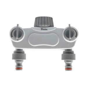 White Line Solid 2-Way Manifold with 1″ or 3/4″ Tap Valves Garden Hose Connection Set Free Shipping