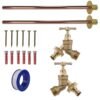 Brass quick connect bib tap basic connection kit x2 – heavy duty outdoor garden tap uk base kit garden hose connection set free shipping