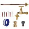 Polished brass 13mm barb tap basic connection kit with black/yellow connector – heavy duty outdoor garden tap uk garden hose connection set free shipping 23