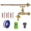 Polished brass 13mm barb tap basic connection kit with black/yellow connector – heavy duty outdoor garden tap uk garden hose connection set free shipping 21