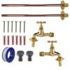 Polished brass 13mm barb tap basic connection kit x2 – heavy duty outdoor garden tap uk garden hose connection set free shipping