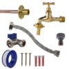 Polished brass 13mm barb tap standard connection kit – home diy accessory uk wall tap connection kits free shipping