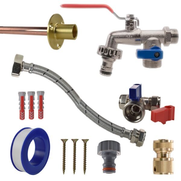Double lever tap standard connection kit with black/yellow connector – home diy accessory uk wall tap connection kits free shipping 33